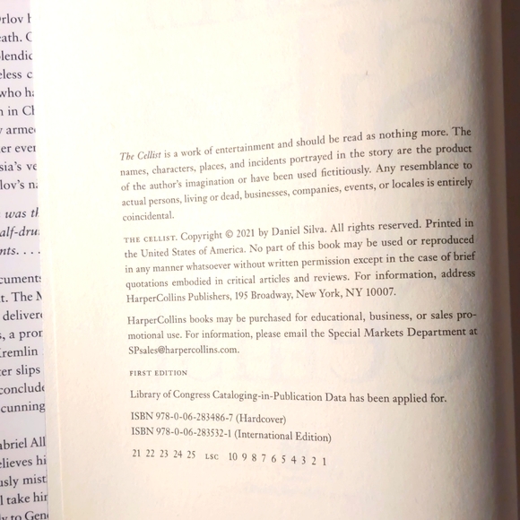 The Cellist: A Novel by Daniel Silva Hardcover - Picture 7 of 7